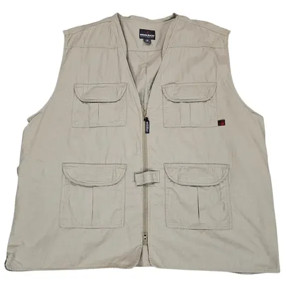Woolrich Vest Mens Size XXL Khaki Elite Series Tactical Rip Stop Vented Zip Up - Picture 1 of 11